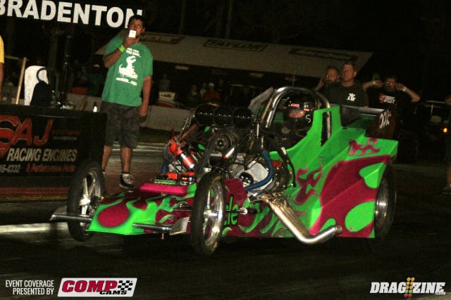 Open Outlaw Racer Aaron Rochon put up a 3.93 at 185 in the Rocycle Rocket. He has been quicker but it's a good start for the weekend.