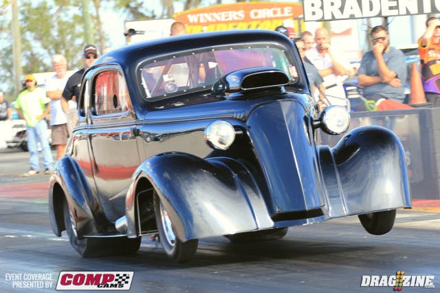 Randy Hix has stepped up his game with a fresh engine out of Fast Forward Race Enginesto motivate his 38 Chevy Coupe just installed this week. They are starting off easy getting the car and tune sorted out. He put up a 4.99 at 139 this session.