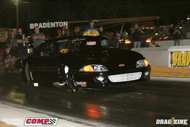 Ryan Thorpe was qualified with a 4.65 at 152 in eleventh place. That was just not good enough though and the team set out on a mission scoring a new best ET 4.53 at  157 in the final session moving up to sixth spot in the field for the Fast Forward powered 2002 Chevy Cobalt.