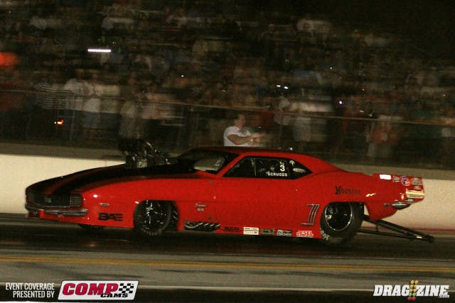 Jason Scruggs is not entered in the race as his Pro Boost combo is not legal. Never the less he is running well scoring a 3.529 at 218.71 MPH showing the track surface and weather are good here this weekend.