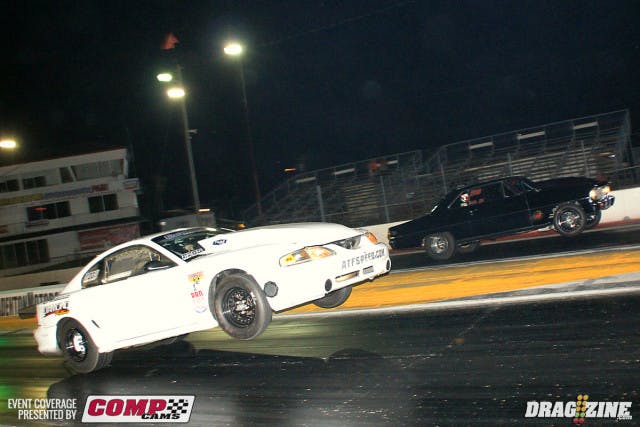 The Fast Forward/Innovative Racecraft Ultra Street final was on fire with Troy Pirez Jr. meeting Joe Albrecht and both cars riding wheelies out. Pires was up hight and forced to pedal the car to bring it down slowing to a 5.02 at 142. Albrecht was .004 on the tree and out front taking the win with a 4.911 at 144 MPH.