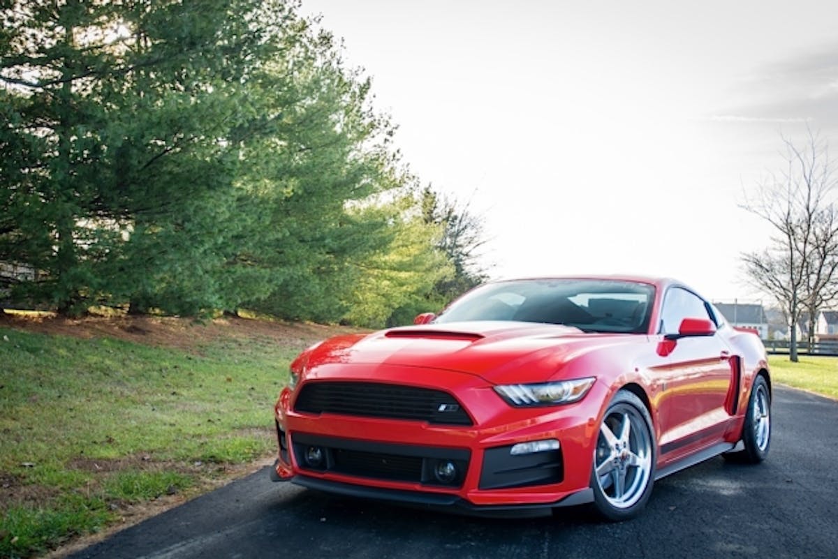 Nothing says intimidating like a Mustang with a pair of drag radials on the rear.