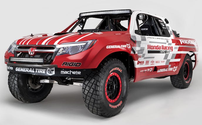 Ridgeline Baja Race Truck hints at the styling direction for the all-new 2017 Ridgeline pickup.