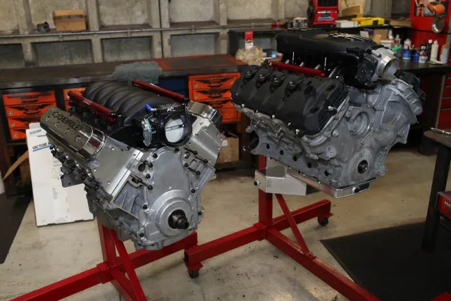 While external dimensions won't play into our judging parameters for the build-off, the packaging differences between the 6.2-liter LS3 and the DOHC design of the Coyote 5.0 are certainly worth noting.