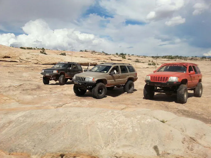 The red WJ on the far right belongs to Darrick, one of the three owners of Iron Rock Off Road. This shot was from a Moab expedition back in June.