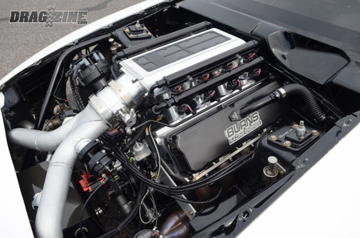 The centerpiece of this three-second terror is a 570 cubic-inch, 481X with alan Johnson Stage 3 cylinder heads, built by Jeff Burns Racing Engines, producing enough power to propel the 3,200 pound car to 200 mph in 660-feet.