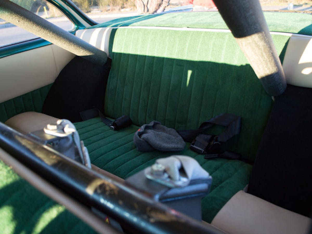 The custom rear seat Andy had installed for his two children.