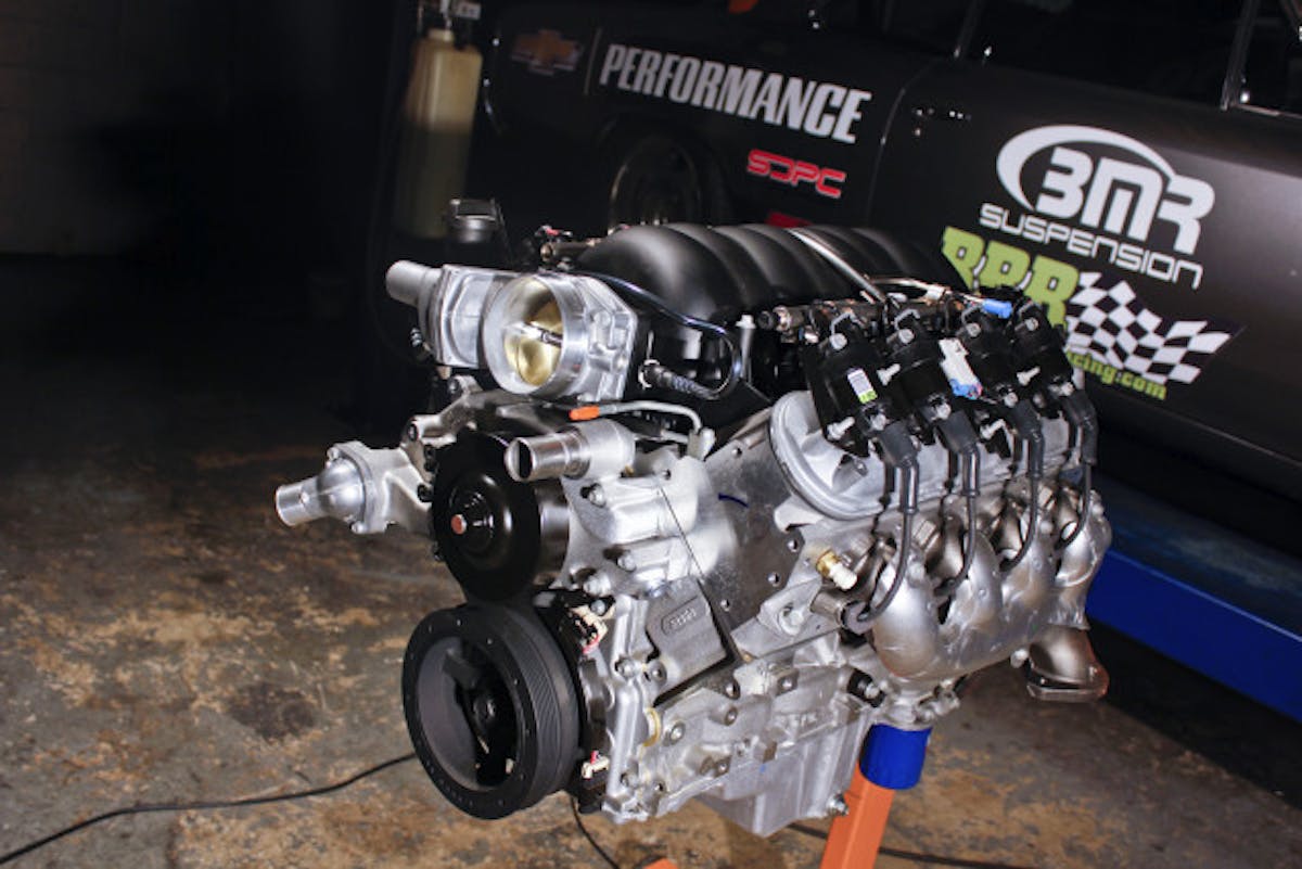 The entire project centers around Chevrolet Performance's DR525 sealed crate engine. Every competition in the class runs the same sealed engine. We picked ours up from the Chevy Performance gurus at Scoggin-Dickey Parts Center.