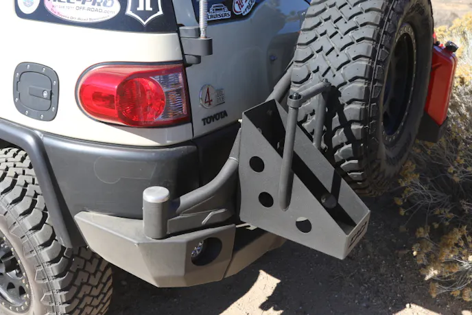 The excellent craftsmanship of the Demello Offroad rear bumper can be seen in the clean design and solid construction.
