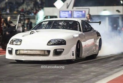 Gary White pilots the GT-86 and Supra (pictured here), while team owner Ebrahim Kanoo jumped behind the wheel of the GTR for it's record run!