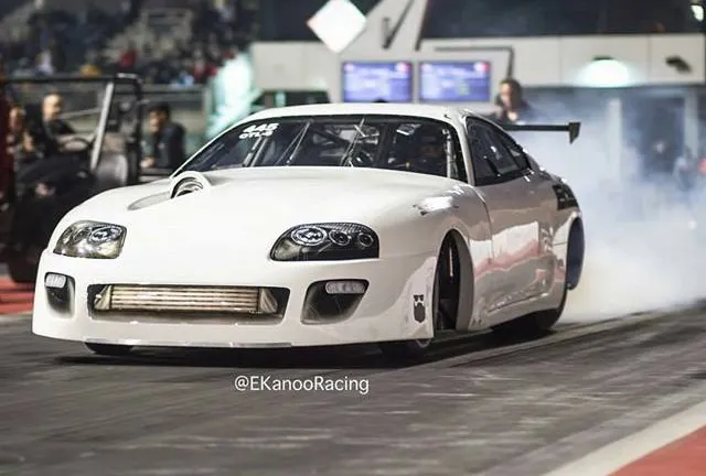 Gary White pilots the GT-86 and Supra (pictured here), while team owner Ebrahim Kanoo jumped behind the wheel of the GTR for it's record run!