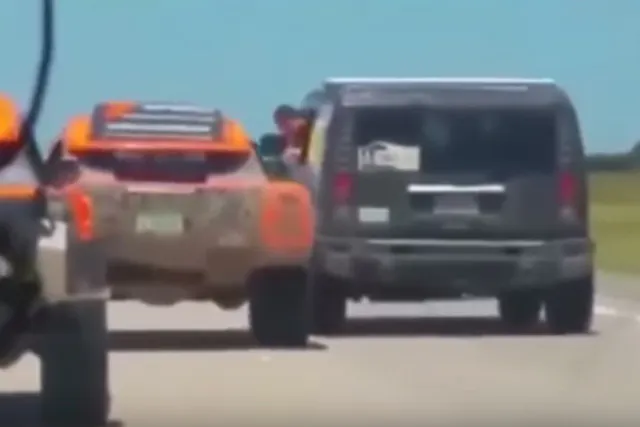 The H2 and the Gordini appear to be transferring supplies back and forth in the video.