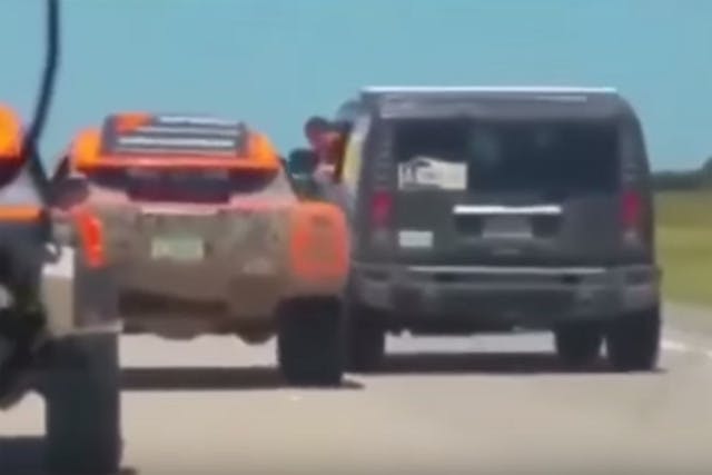 The H2 and the Gordini appear to be transferring supplies back and forth in the video.