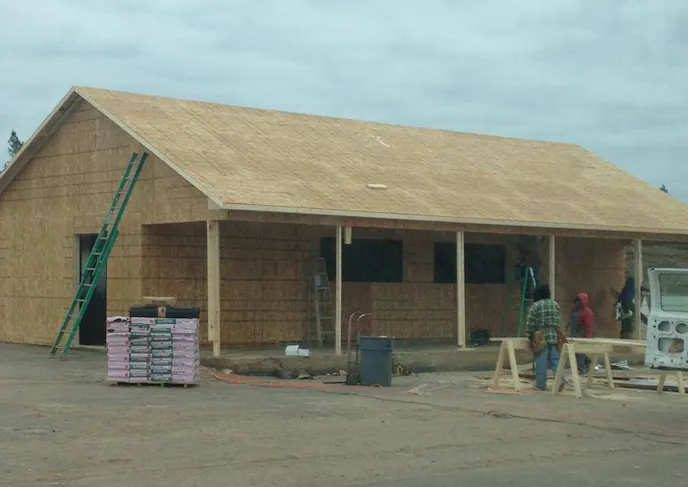 The new concession stand looks a touch different than the last but will still be slinging hamburgers and their famous lemonade out of the window.