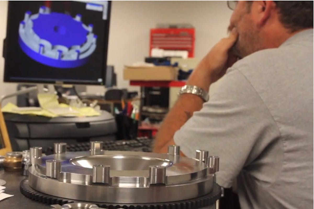 A quick image of a SPEC clutch and flywheel combination being manufactured.