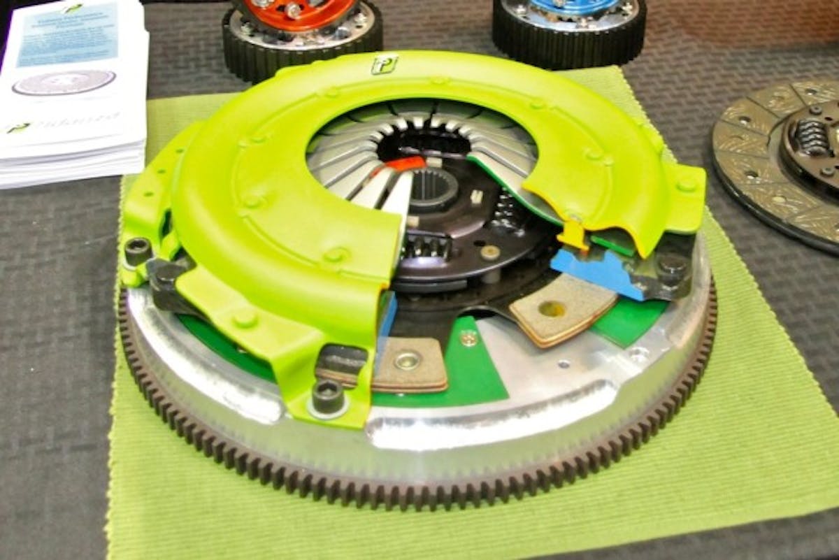 Fidanza Performance applies a protective coating to each of its flywheel and clutch assemblies. The combination is better known as 'Atomic Green' for it's color.