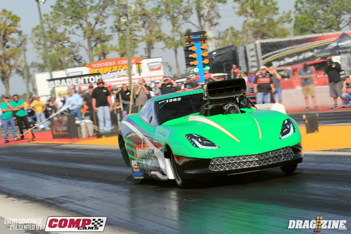 Tommy D'Aprile tearned number one in XTreme Pro Mod running a 3.65 at 212 MPH for car owner Mel Bush.