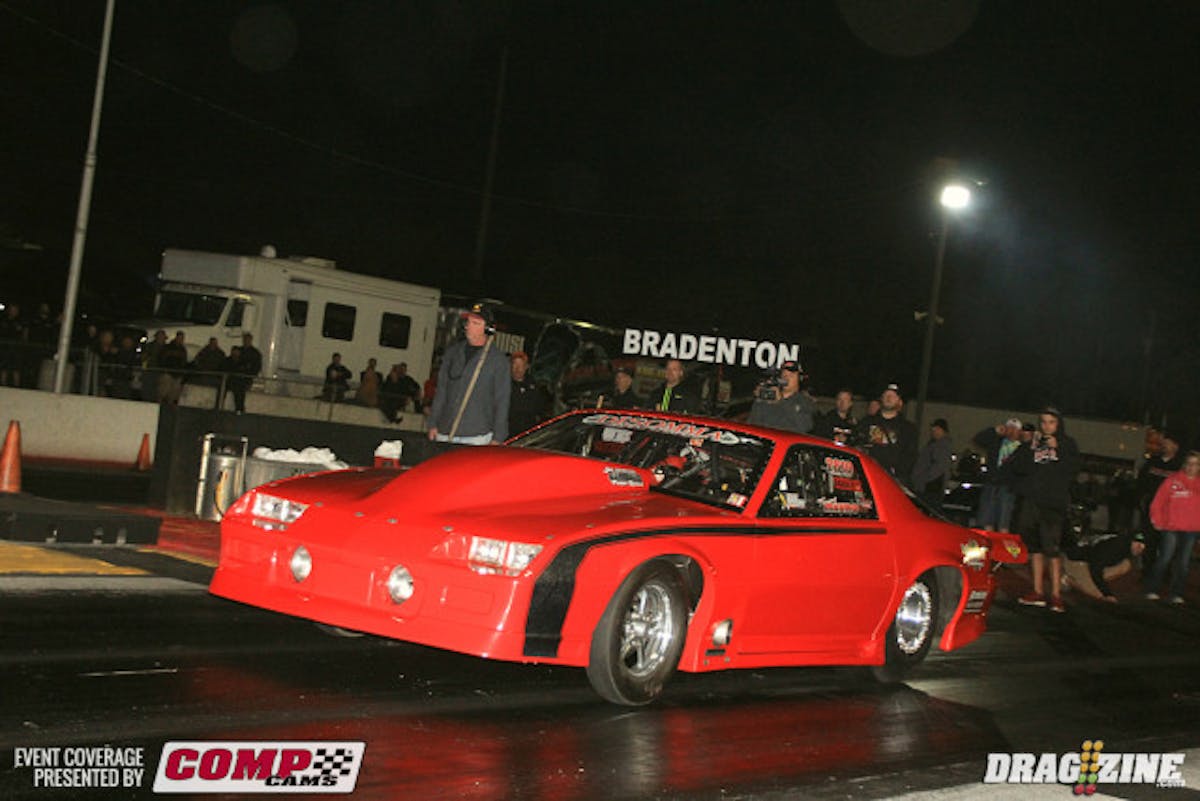 As mentioned above Tommy Mauro spun the tires on his first attempt. This time the car left hard but got into a power wheelie just past one hundred feet and forced Mauro to lift and abort the run.