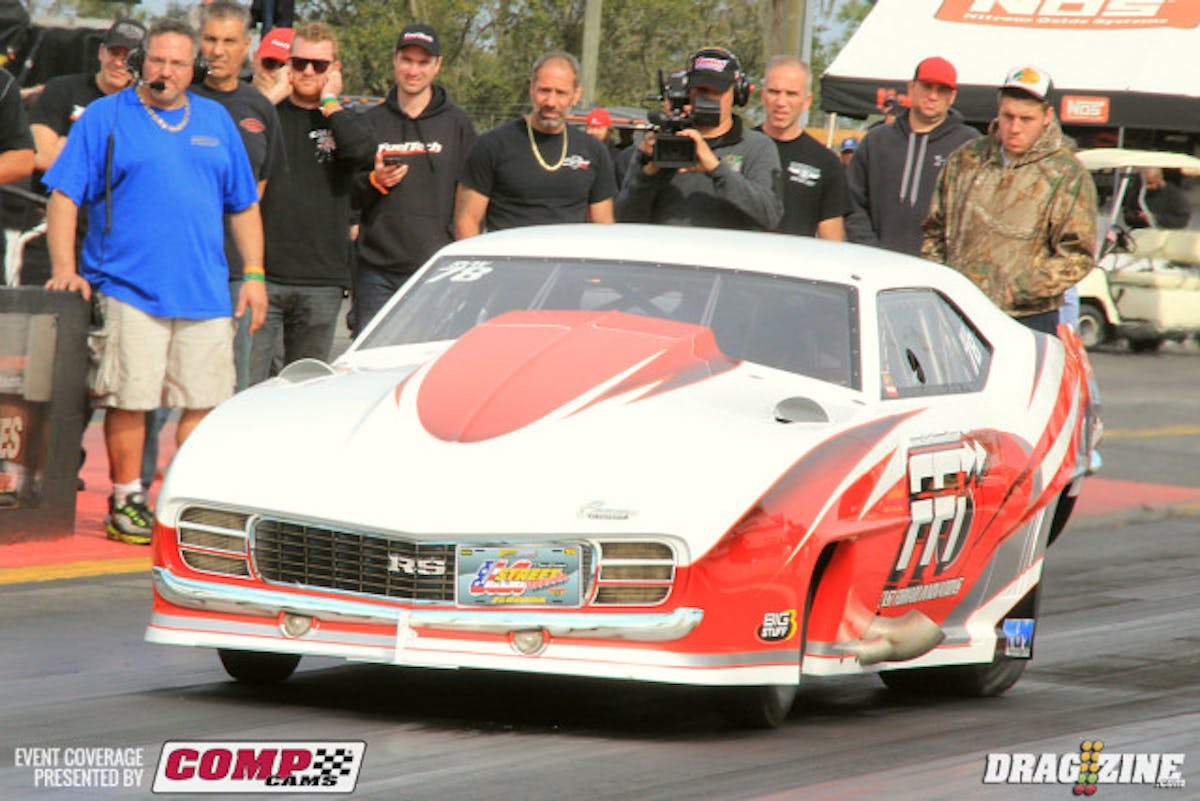 The way the ladder came down the other cars in class all had single runs. The Fast Forward Innovations crew must have figured something out  as Thornton picked up over a tenth and seven miles per hour to a 4.05 at 187. Low ET for the round went to Scott King in The Golden Retriever with a 3.99 at 190 MPH.