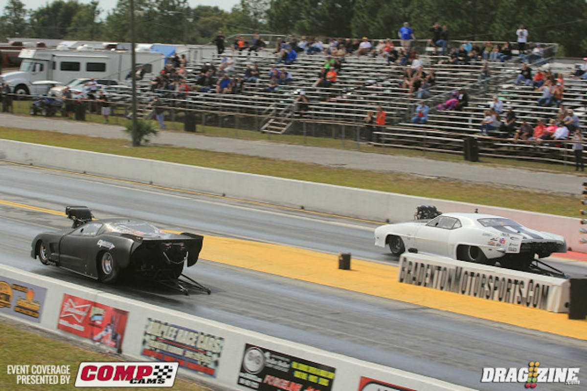 In X-Treme Pro Mod Johnny Cobb put a tree on Frankie Taylor but slowed to a 4.27 allowing Taylor to get by earning the win with a 3.62 at 207 MPH.
