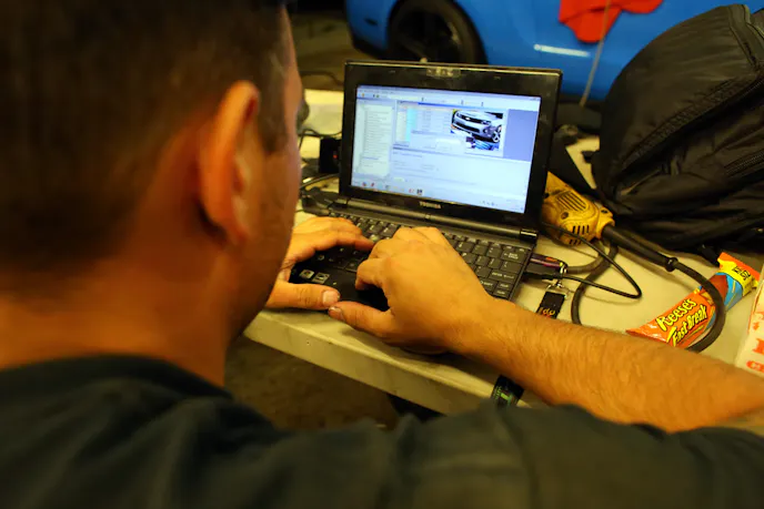 Mustacchio worked the laptop on-site to record the datalogs; Bjonnes was remote, providing the tune updates through the Lund Racing support website. We have a hunch he had his feet up and was poolside with a Mai Tai, but who are we to criticize? The tune works.