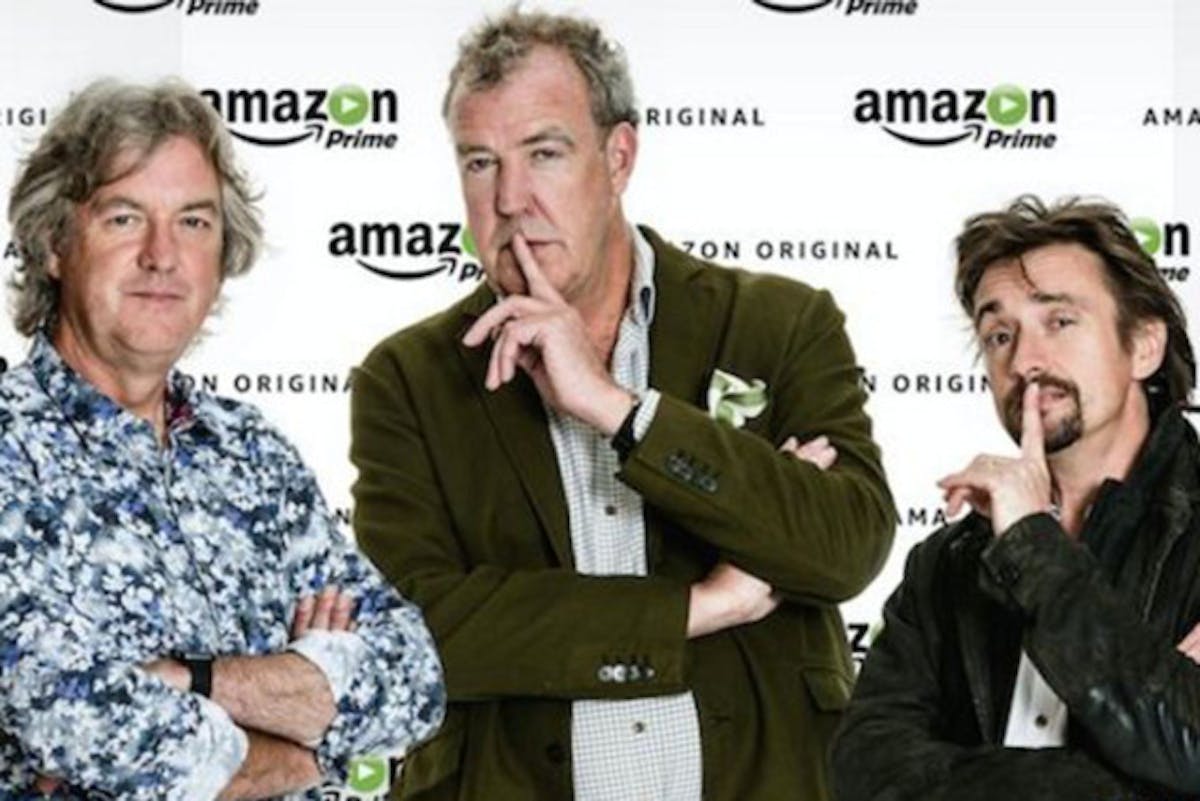 May, Clarkson and the evil version of Richard Hammond will be bringing a new version of their motoring show to a streaming device near you later this year. Image: Amazon