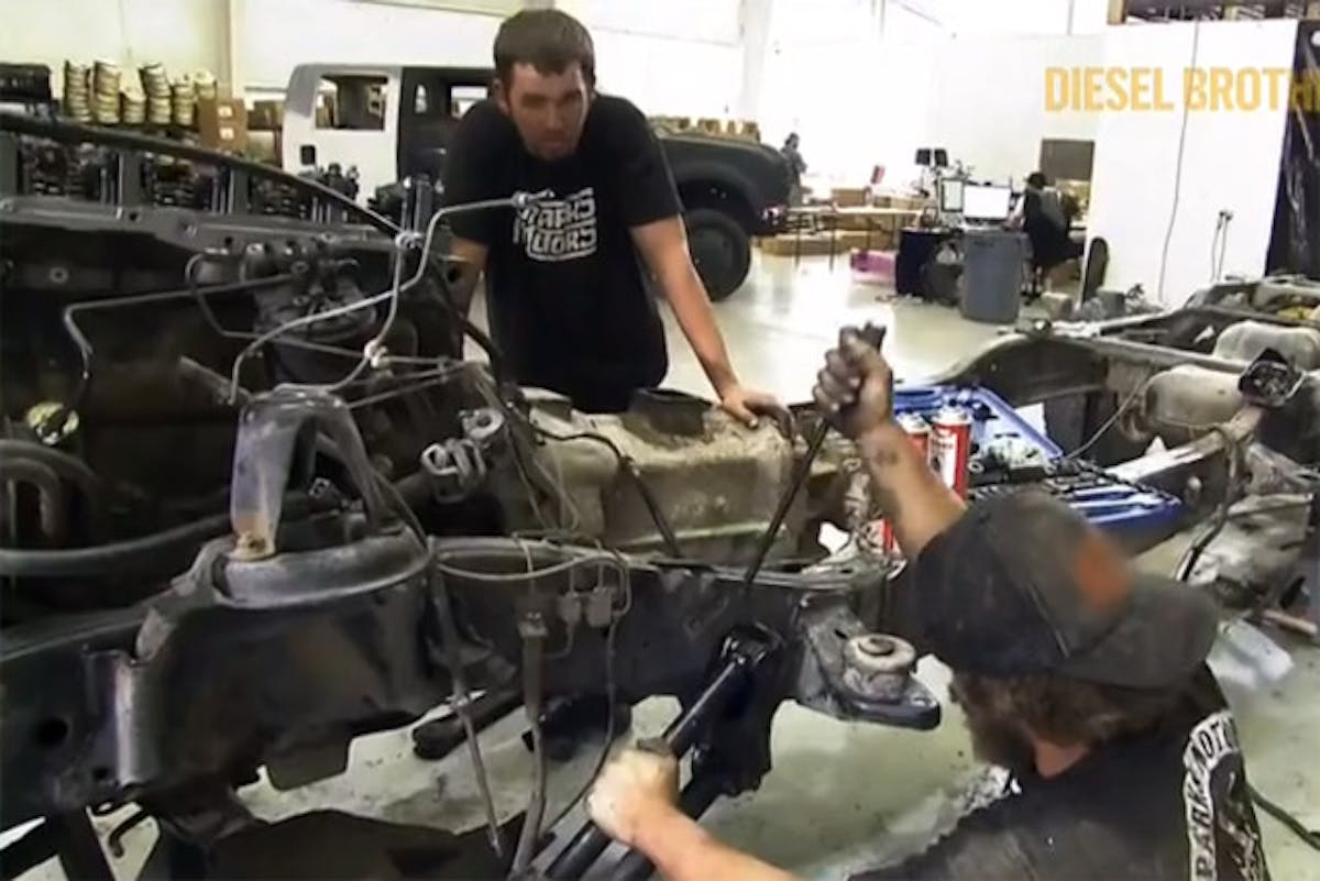 The guys get to work on the suspension of the Super Duty.