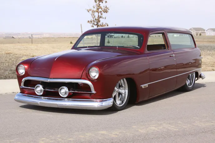 "Knotwood," Goodguys Custom Rod of the Year. The woody was built sans wood sides but the interior featured a wood headliner.