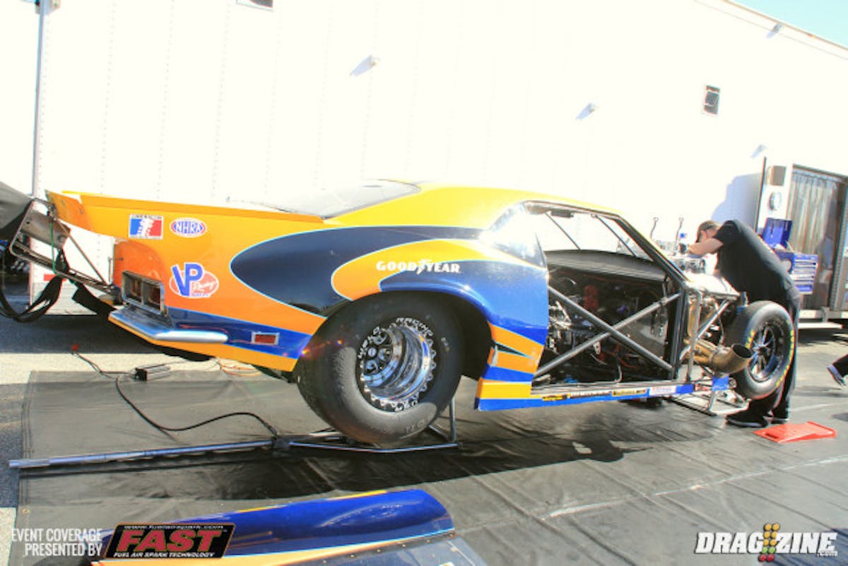 Taylor Lastor is still awaiting his new car so Reggie Richard was kind enough to loan this one out which was formerly campaigned by Shannon Jenkins.  The team is still finishing up the car with Lastor making a short shakedown pass Wednesday night. The engine is the newest design from TRE sporting 925 cubic inches.