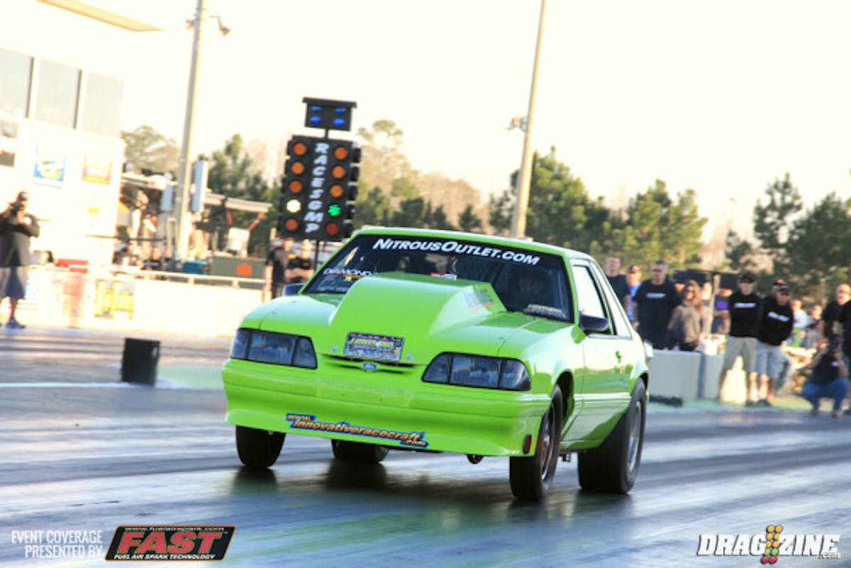 Ultimate Street racer Bill Gregan put up a 4.99 at 140 MPH in his Competitive Edge powered Mustang. He made his first in the fours just recently at the US Street Nationals in Bradenton. 