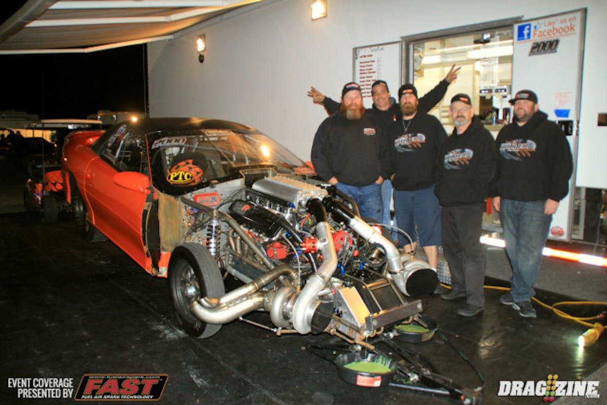 Team Holder put up a 1.05 60' today, a best for the car, before Roger Holder shut it down as the car moved left on the pass. Over the winter they updated the car, removing 250 pounds and redoing from the firewall forward, relocating the turbos and making things more accessible for ease of maintenance.