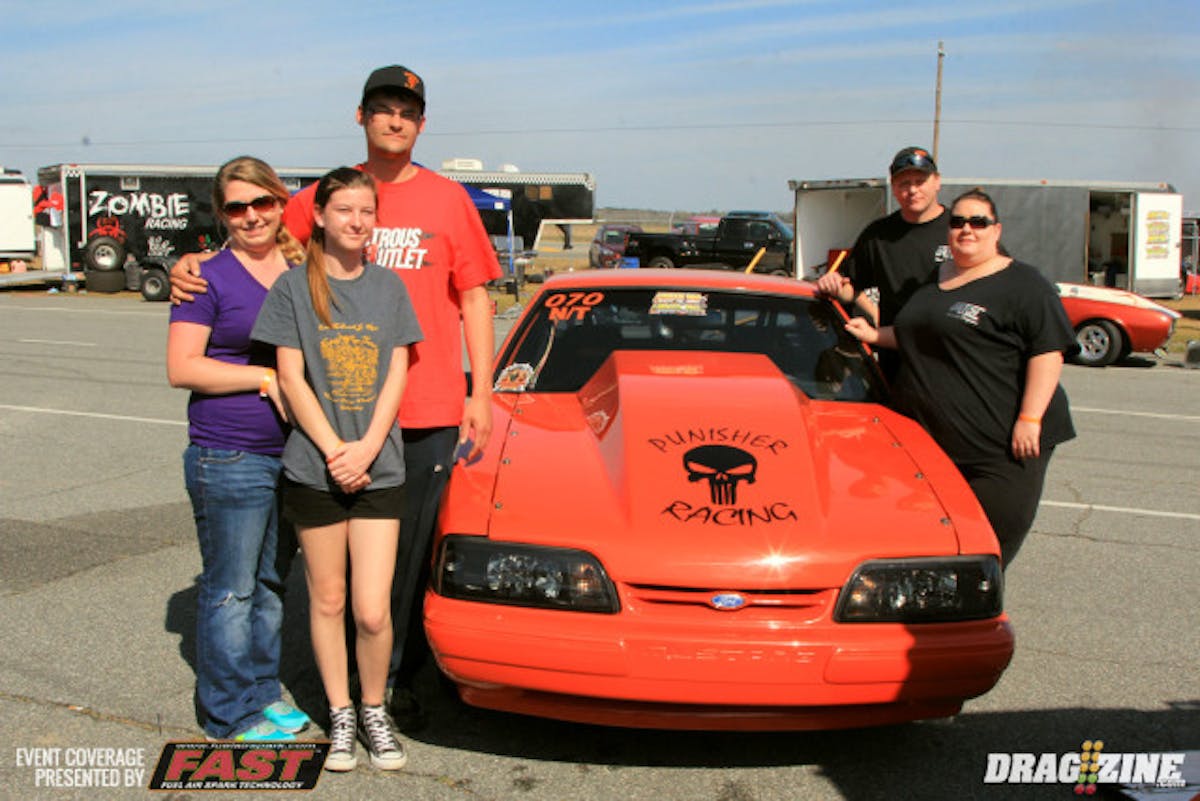 Marion, North Carolina based Punisher Racing is here entered two classes with two drivers this weekend running Open Comp and 6.0 Index. We spoke with driver Casey Hollifield about the combo with the team running a stock block 383 Chevy with an NOS plate nitrous system built by Kevin Dalton at Dalton Racing Engines. “I want to thank everyone that has supported us and helped us on the way, Kevin and the team at Dalton Race Engines, Robert and Karen and my wife Kara Wheeler and the other driver Jamie Hannah. From left to right, Julia Boal, Kara Wheeler, Casey Hollifield and Karen and Robert Wylie.” -  Casey Hollifield.
