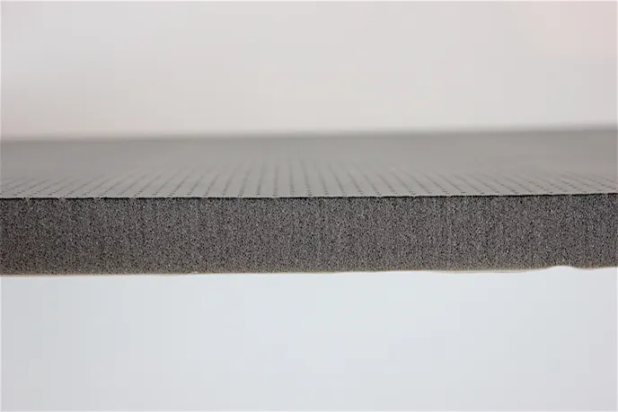 This profile shot shows the thickness of the headliner kit pieces, measuring over an inch and made up of