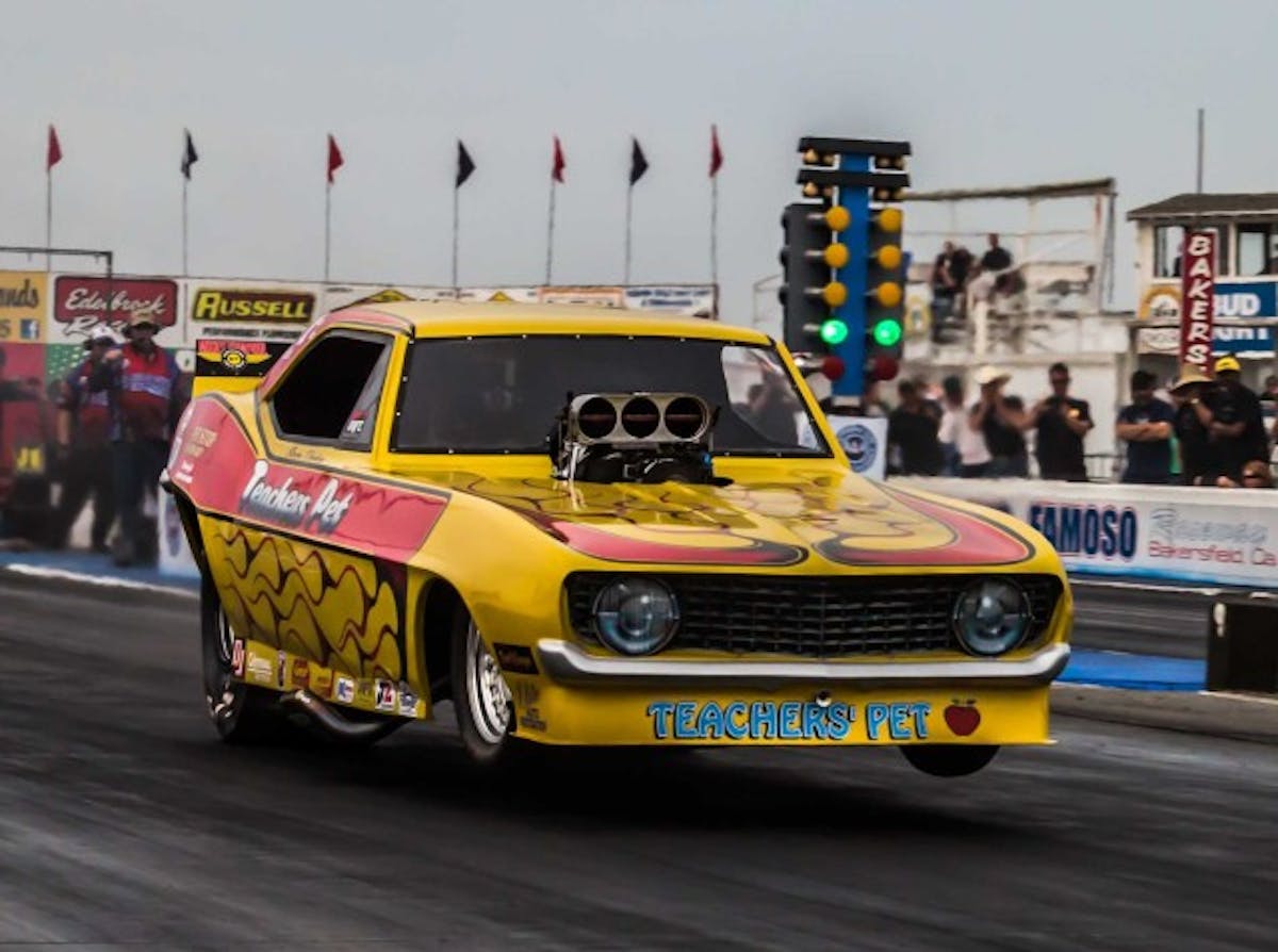 Provisional Nostalgia Funny Car number one qualifier -  Steven Densham 5.644 at 253.99 mph.