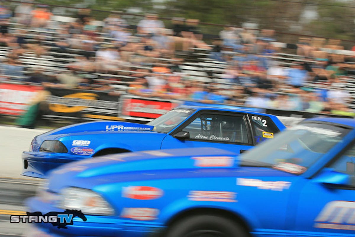 Alton Clements (far lane) landed fourth in the Renegade field with a 7.817 at 174.82, just behind Frank Varela's 7.814 at 178.