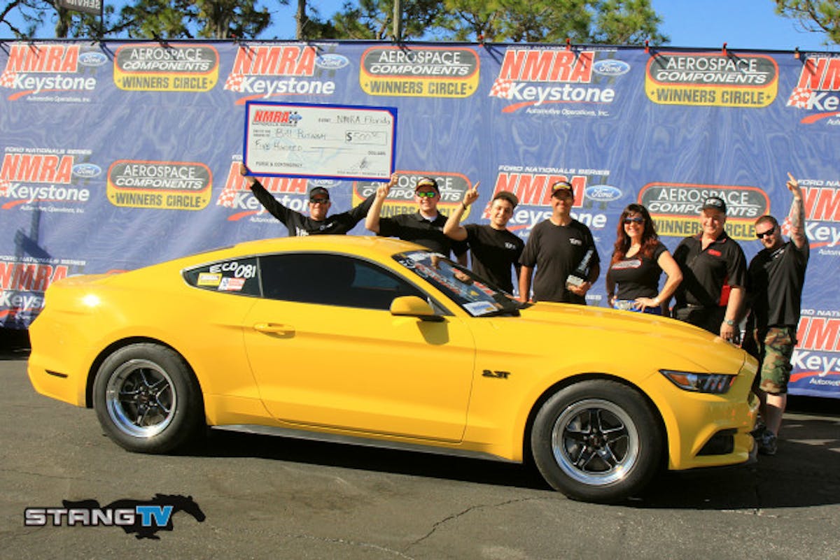 Eco Shootout winner Bill Putnam runs a stock engine stock turbo combo out of UPR Products with an NX Nitrous and methanol kit tuned by John Lund with a UPR down pipe and suspension and FFTEC intercooler. His best pass before today was an 11.15 before he turned it up in the final making him the first stock engine/stock turbo car in the tens, weighing in at 3560 pounds that's quite a feat out of such a small engine.