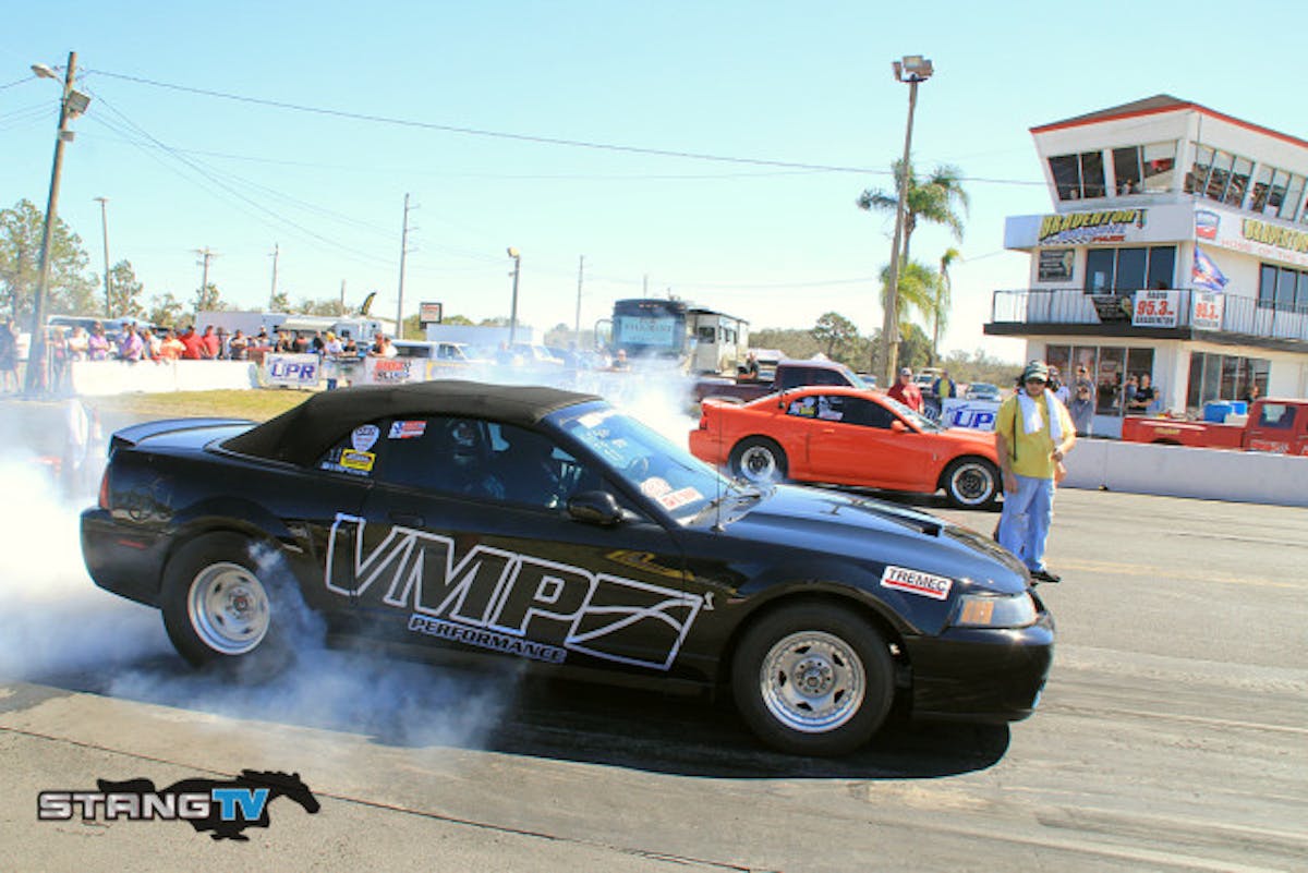 The Tremek Stick Shift Shootout pitted Jeff Smith (far lane) against Rick Kaknes from VMP against each other with Smith earning the win for the second time in a row earning his Tremek transmission of choice for his efforts. Both racers also compete in a local Stick Shift class at Lakeland Dragstrip hosted by The Stick Shift Mafia group.