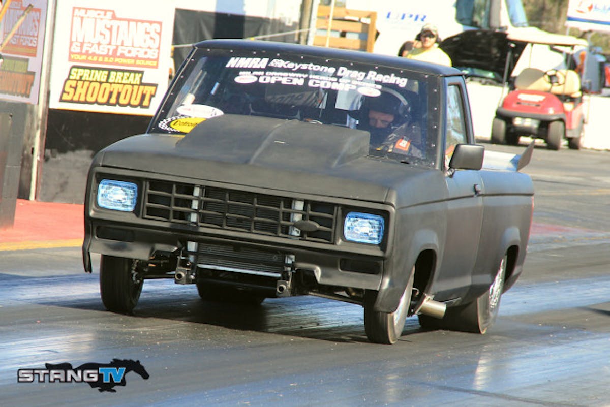  M.J. Smith put up a .009 reaction in his 63 Ranchero against Conway in the final but fell off pace to a 9.59 on his 9.47 dial and taking a loss to Conway who was .021 and just .009 over index.