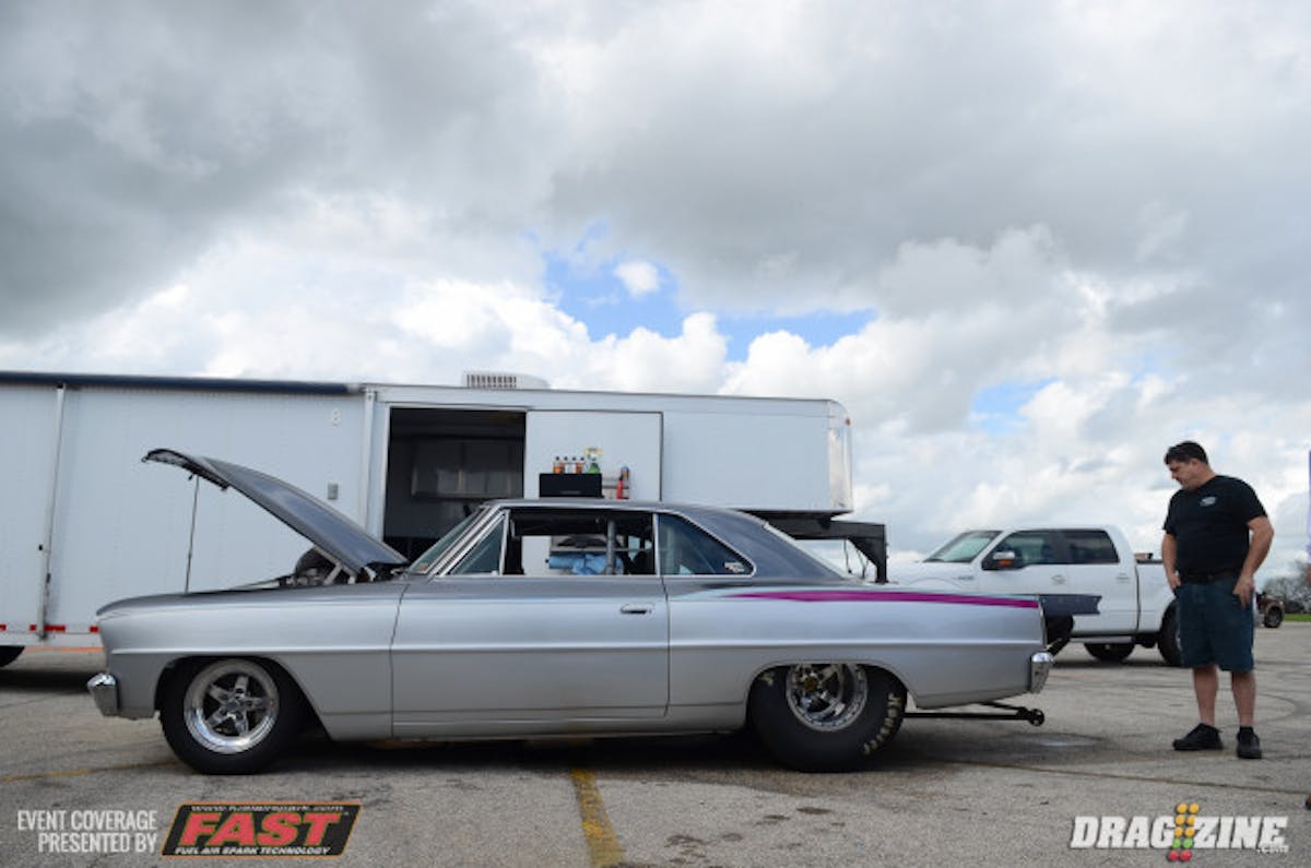 Rather than his lightweight Chevrolet S-10, Drag Week star and chassis builder Larry Larson has brought his iconic '66 Chevy II down from Kansas to take on the Big Tire class. Larry told us this morning that he "brought a knife to a gunfight", but you certainly can never count out the street legal legend.