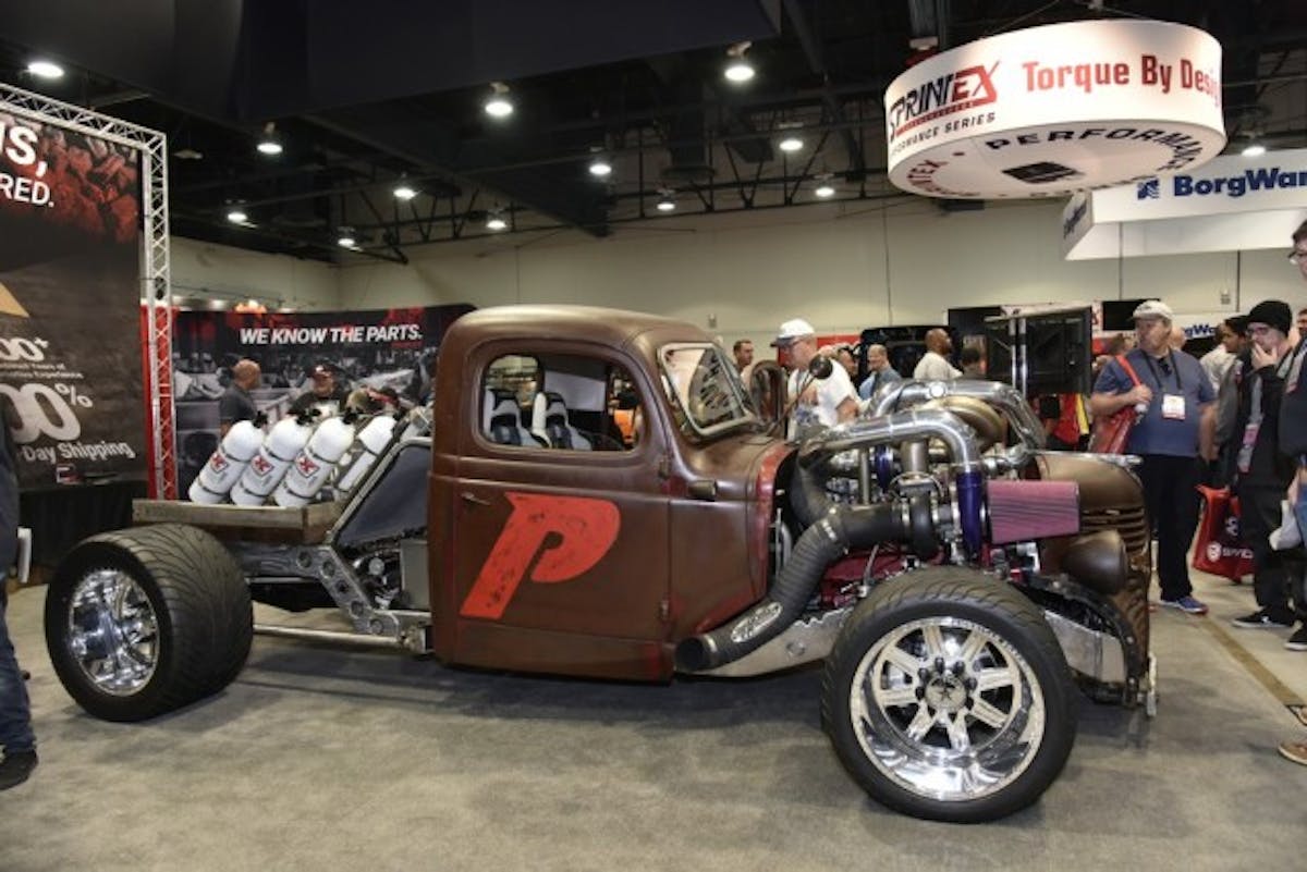 Custom truck on the show floor