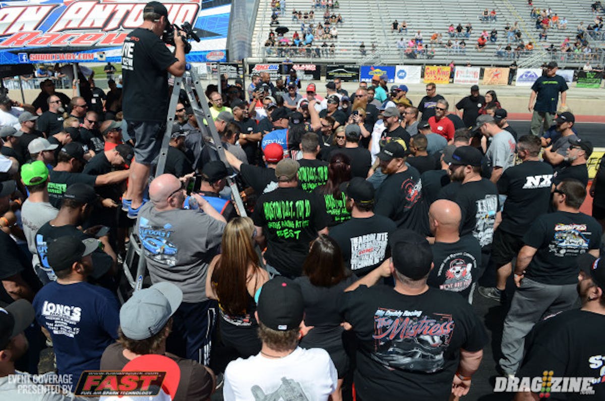 Shannon Morgan and Mike Murillo held the drivers meeting this afternoon, some expected cut-ups from the crowd and a handful of call-outs. A total of 45 Small Tire cars and 41  Big Tire cars are on hand.