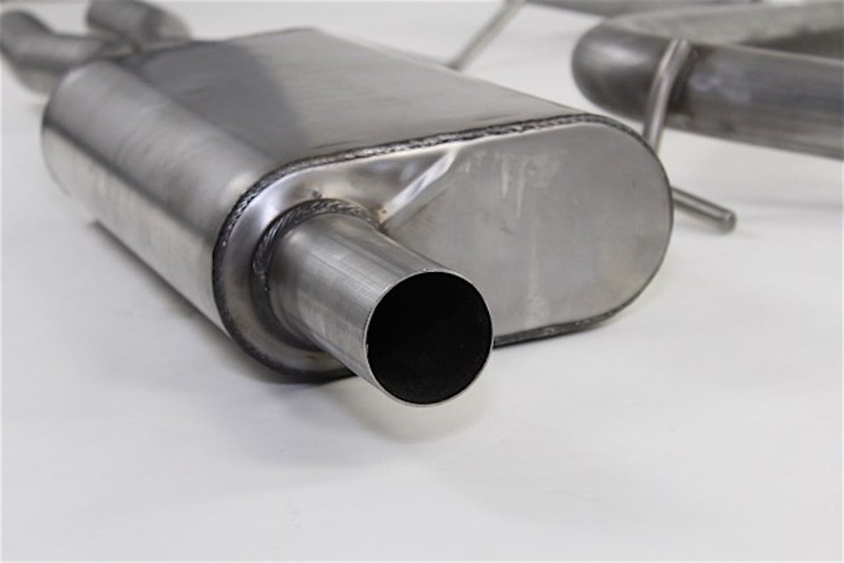 Our Gibson cat-back exhaust uses the company's 'CFT' style mid-muffler.