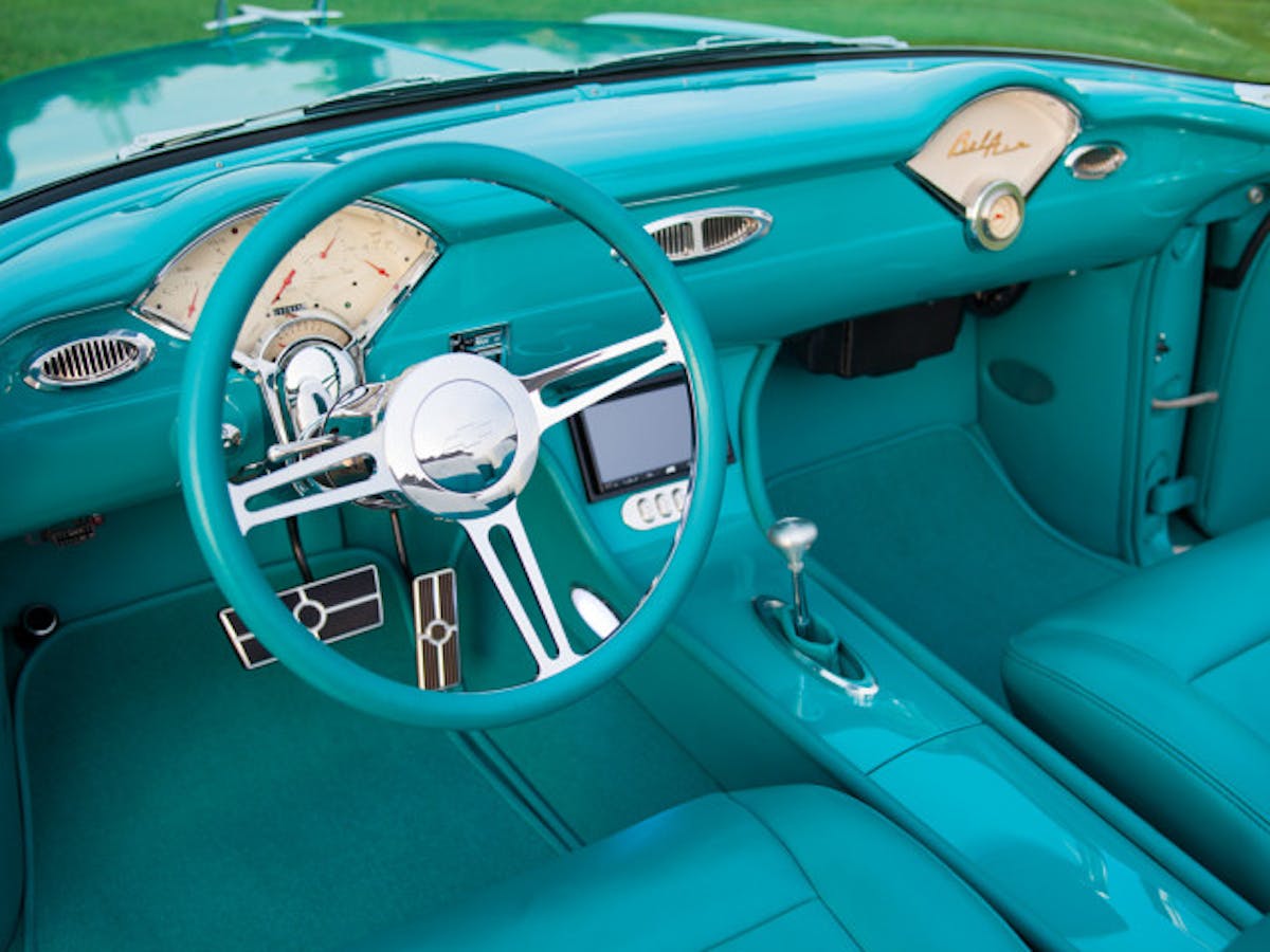 You can see the air vents here and the custom machined bezel for the console shifter. If you go to the Trique MFG homepage, the third image on the rotator is actually of this car!