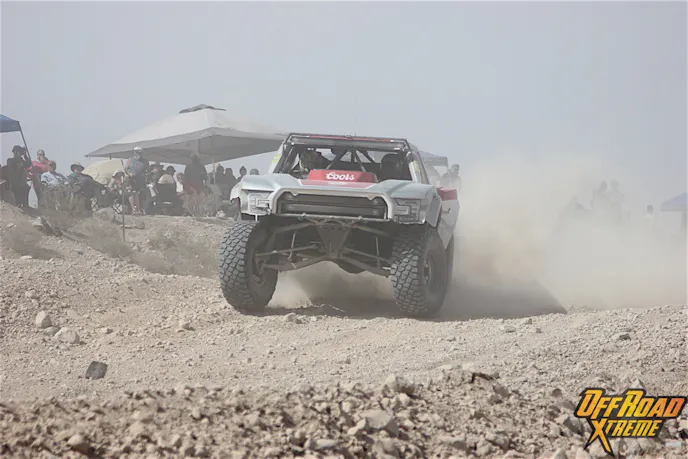 Pushing the truck to its limits while in the Quarry section of the course.
