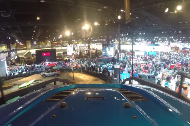 Up a 35 degree incline, allowed showgoers to see the entire show.