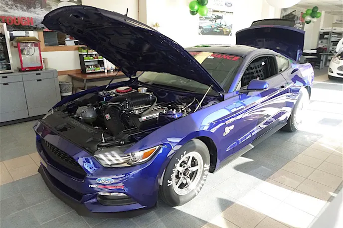While the all-new S550 Ford Mustang Cobra Jet technically isn't street legal due to the lack of a VIN number, that doesn't stop enthusiasts from trailering one of these 8-second capable beasts to the track for some quarter-mile runs.