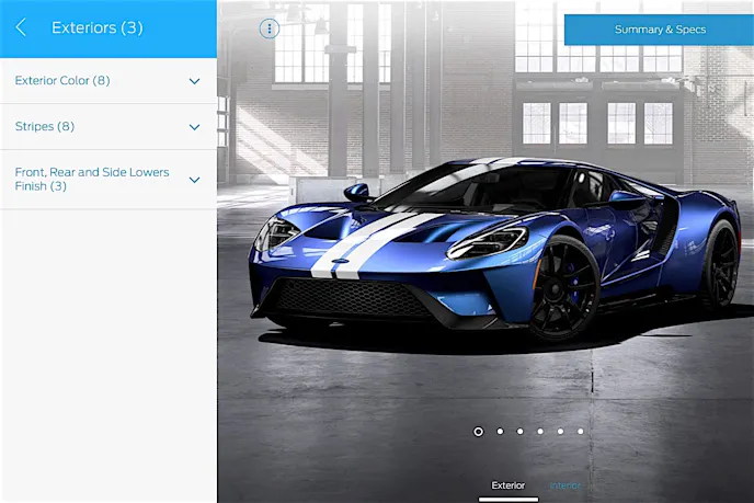 The online configurator lets enthusiasts choose from over eight exterior color options, seven stripe color options, and more.