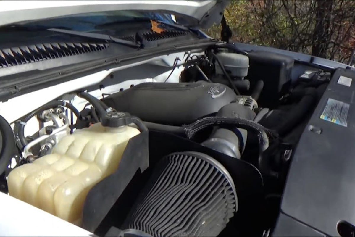 The only nod to performance the original owner of this truck made was this K&N cold air intake.