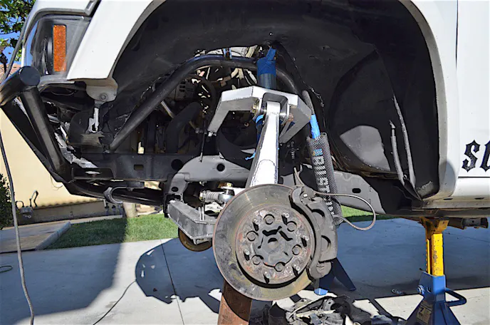 Shock hoops were placed and then the suspension was cycled to test for binding and clearance.