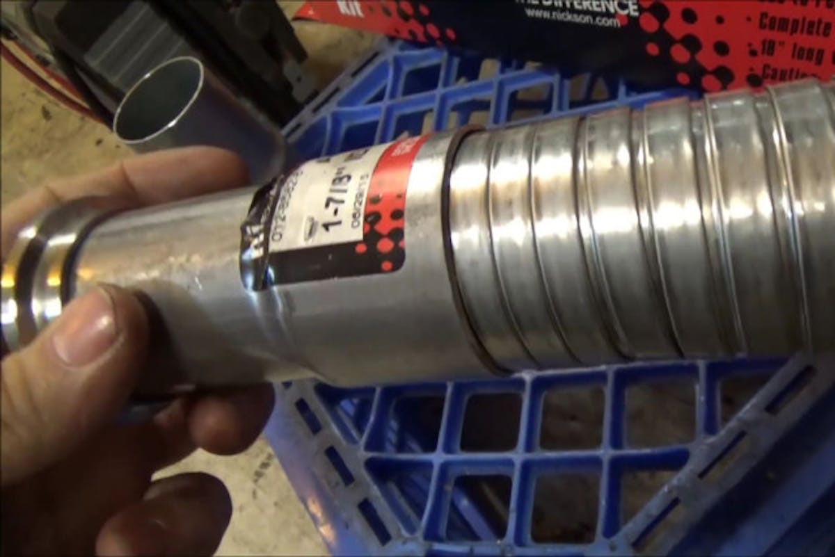 The three parts of the dump tube are assembled.